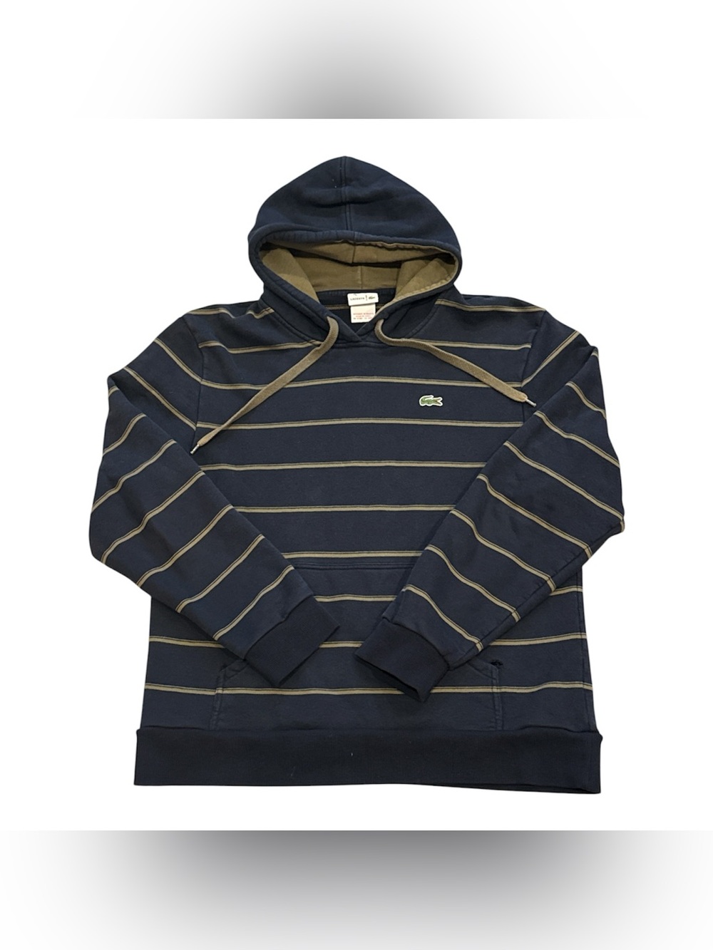 Lacoste Live Blue Striped Pullover Hoodie Sweatshirt Mens Size 6 XL AS IS